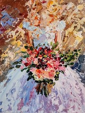 Brautstrauß Ölmalerei 15x20