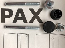 2 dreiteilige IKEA Füße schwarz für Schrank PAX höhenverstellbar unbenutzt