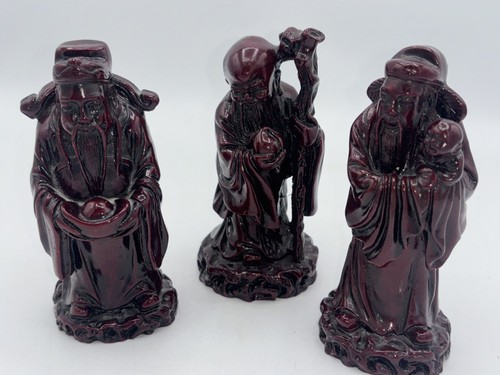 Vintage resin statue set - fu, lu