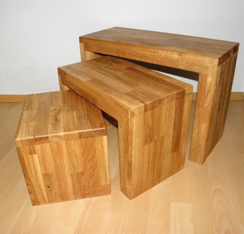 3er tisch set - 3er, eiche