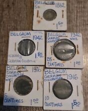 DACHBODENFUND .Konvolut 5  Münzen, Belgien 1862-1942. 5-25 Centimes 