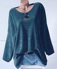 ITALY schöne Tunika,Pulliver,Shirt,Kette,Oversize,Cord Look,große Gr.48,50,52NEU