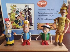 MOSAIK Digedags 4 Holzfiguren DIG, DAG, DIGEDAG, Runkel-Erzgebirge+1 Heft+Karton