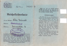 2. WK  Reichskleiderkarte für Mädchen  1939