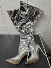 Stiletto Stiefel Overknee Gr. 9,5 (40,5) Metallic, Guter Zustand