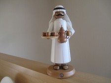 Räuchermann groß Araber Müller Seiffen mit rauchender Kaffeekanne und 7 Tassen