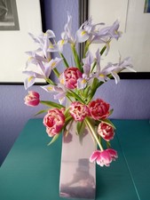 Glaswürfel mit Metallbügel für Blumendeko, 45x9,8cm, 12x12x12,5 gebraucht