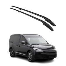 Dachreling für VW Caddy 2021-2025 Kurzer Relingträger Alu Schwarz 2x