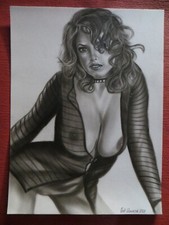 Original Gemälde, A3, oil dry brush, nude painting, Akt, Erotik, femme nu