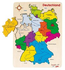 Goki Deutschland-Puzzle Holz Einlegepuzzle Bundesländer Städte Flüsse 57860 