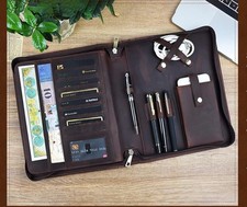 Leder A4 Aktenmappe | Konferenzmappe | Schreibmappe | mit Reißverschluß