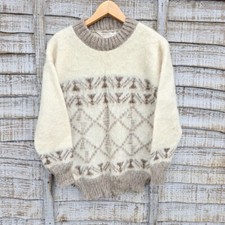 Vintage 80s Alafoss Icelandic Fair Isle Icewool Knit Jumper Womans Medium