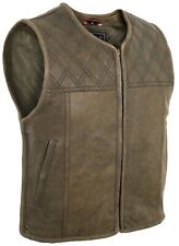 Herren Leder Kutte Lederweste Hunter Weste Custom Biker Weste Vintage Braun