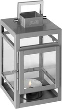 Fink kleine Kenia Laterne 20cm grau Edelstahl Windlicht für Stumpenkerzen
