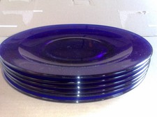 Glas Speiseteller Teller 6x dunkelblau transparent 26cm. Landhausstil