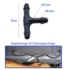 Ø 5mm T-Stück Verbinder KFZ Scheiben Wischwasser Schlauch Verteiler Tstück 6mm