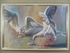 Zwei Möwen auf dem Eis - Iwannikowa - Öl-Gemälde - Ornithologie Vögel - 1991