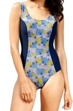 BADEANZUG marine-blau-weiss-gelb Gr.38 40 42 48 50 54 56 58 60 Cup C NEU