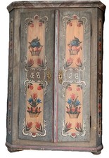 Antiker Bauernschrank 1828, handbemalt, Landhausstil, B125 H175 T40 cm