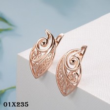 Luxus Damen Blatt Ohrringe 585