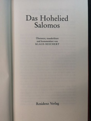 Das hohelied salomos - hohelied,