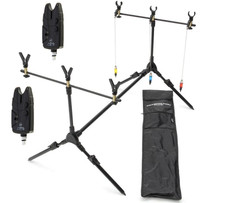 Carp Rod Pod für 3 Ruten  2 x Elektro Bissanzeiger Hängebissanzeiger und Tasche
