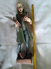Geschnitzte Holzfigur , Der Bücherwurm , Der Gelehrte bemalt