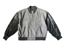 ​Vintage X Files EXPO 1998 Bomberjacke XL Grau Schwarz | Wolle Leder Ärmel