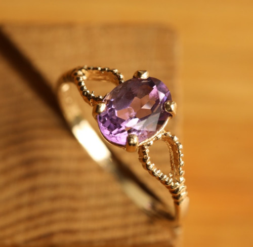Amethyst ring massiv - ring, 9
