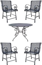 Casa Padrino Jugendstil Gartenmöbel Set Schwarz 1 Gartentisch & 4 Gartenstühle 