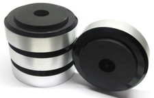 4x stabile Hifi-Gerätefüße schwarz/silber 55mm Boxenfüße Gummidämpfer rutschfest