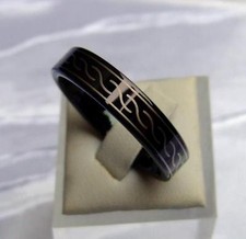 WOLFRAM/TUNGSTEN CARBIDE  RING 6 MM BREIT CELTIC SCHWARZ BESCHICHTET TITAN HART