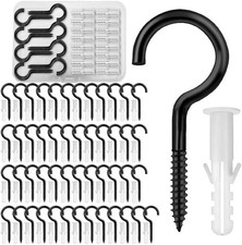 50 Stück Schraubhaken Schwarz Edelstahl, Haken zum Schrauben, Deckenhaken 