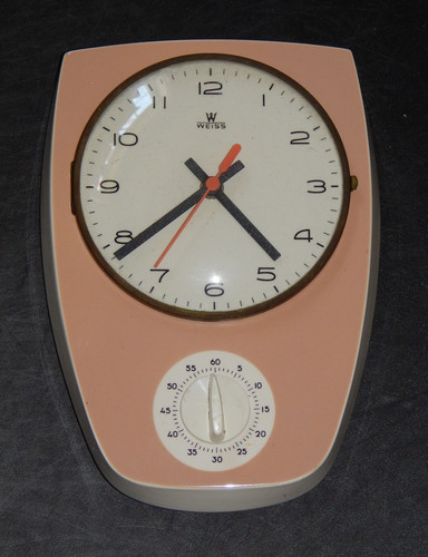 Küchenuhr weiss 1960er - küchenuhr,