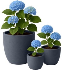 3er Set Pflanzkübel rund in Steinoptik Blumenkübel wetterbeständig frostsicher