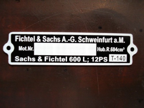 Typenschild fichtel sachs - typenschild,