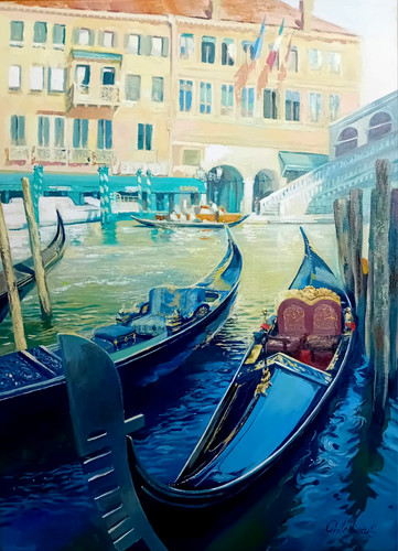 ölgemälde venedig gondeln - Ölgemälde,