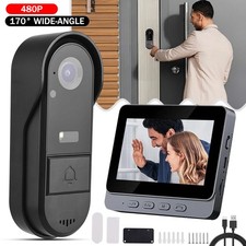 Funkklingel Türklingel Nachtsicht Video Ring Doorbell USB-Aufladung 4.3" Monitor
