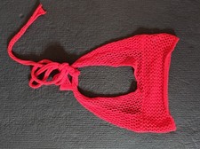 Neckholder Top Netz Maschen Xs Rot NA-KD Bauchfrei Fischernetzt Strick