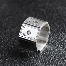 N05 Ring Spielkarte Pik As Sterling Silber 925 größenverstellbar