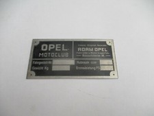 Typenschild Schild Opel Motoclub