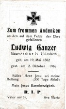 WK1 Sterbebild Ludwig Ganzer