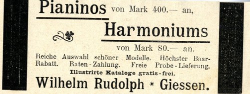 Wilhelm rudolph giessen pianos - rudolph,