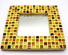 Spiegel, gelb, orange, mit Mosaikrand, Handarbeit, Unikat, zum Aufstellen