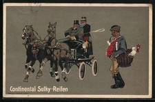 AK Reklame Continental Sulky-Reifen, Pferdekutsche mit Gummireifen, elegante Mä 