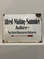 Emailleschild Alfred Mating Sammler Adler Schreibmaschinen Alt DDR Erfurt 60er