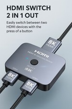 HDMI Switch 2.1 8K 60Hz 2 in 1 out Splitter UHD 4K 144Hz für PS5 Xbox TV Beamer