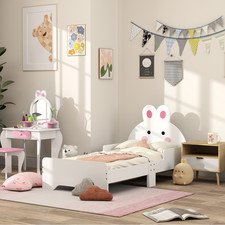 White Bunny Kleinkindbett, MDF Kindermöbel, 143x74x75cm, kompaktes Design
