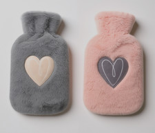 Wärmflasche mit Fell - Herz Bezug ca. 1,0 Liter