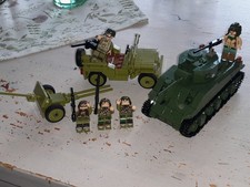 Klemmbausteine WW2 US Soldaten Panzer Jeep PAK Cobi, Lego Sluban